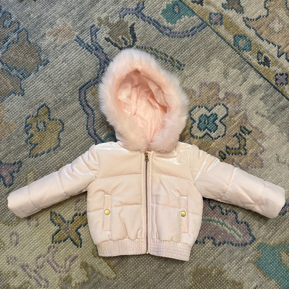 Janie & Jack Pink Velvet Puffer Jacket